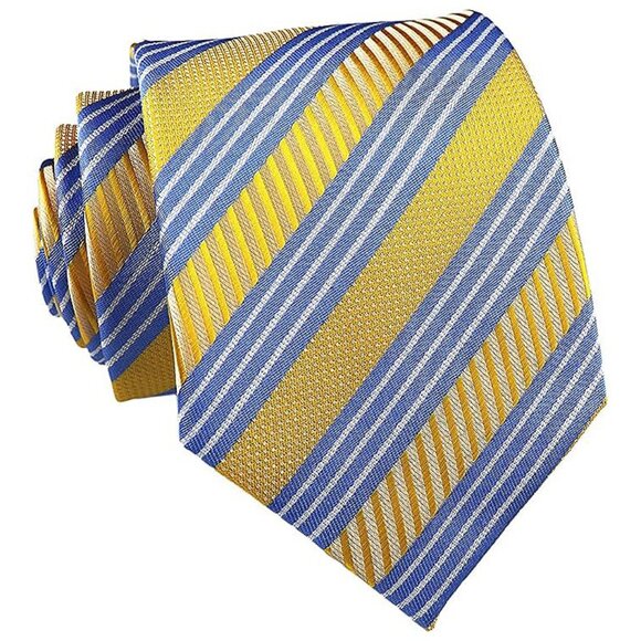 Other - Men's Gingham Check Stripe Ties Pattern Business Yellow Blue Striped